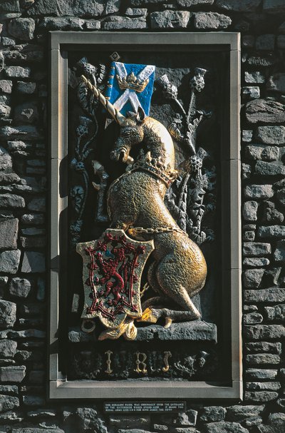 Licorne, blason héraldique sur la façade du palais de Holyrood, Édimbourg, Écosse, Royaume-Uni - Unbekannt Unbekannt