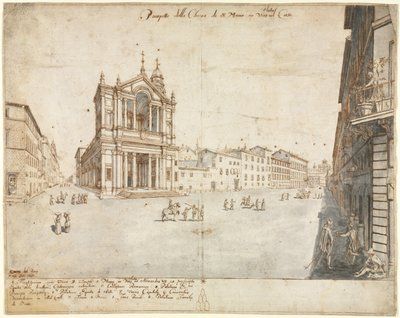 Dix-huit vues de Rome : Santa Maria in Via Lata, 1665 - Lievin Cruyl