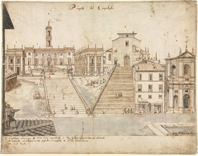 Dix-huit vues de Rome : Le Campidoglio - Lievin Cruyl