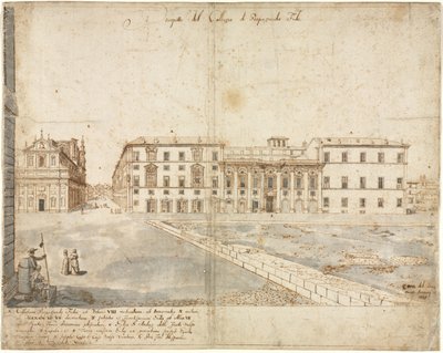 Dix-huit vues de Rome : Le Collegio di Propaganda Fide recto, 1665 - Lievin Cruyl