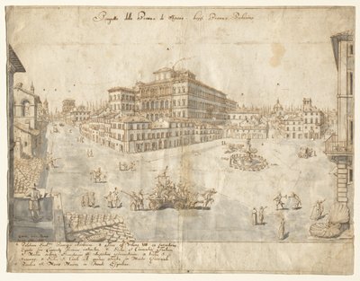 Dix-huit vues de Rome : La Piazza Barberini (recto) - Lievin Cruyl
