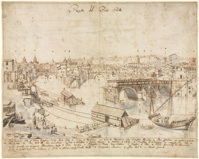 Dix-huit vues de Rome : Le Ponte Rotto, 1665 - Lievin Cruyl