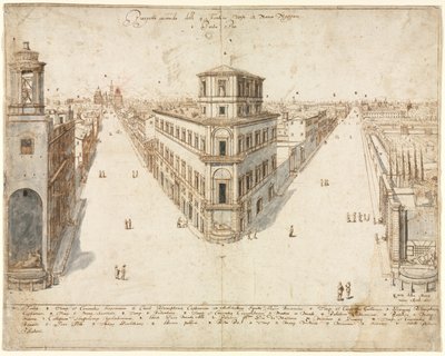 Dix-huit vues de Rome : Les Quattro Fontane vers Santa Maria Maggiore - Lievin Cruyl