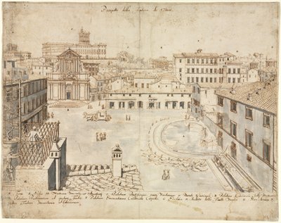 Dix-huit vues de Rome : La Fontaine de Trevi, 1665 - Lievin Cruyl