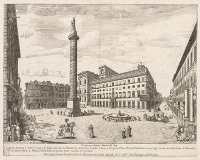 Piazza Colonna de "Prospectus Locurum Urbis Romae Insign[ium]" - Lievin Cruyl