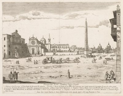 Piazza del Popolo de "Prospectus Locurum Urbis Romae Insign[ium]" - Lievin Cruyl