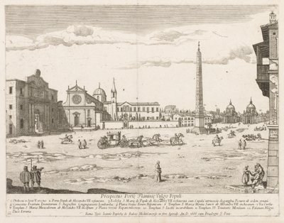 Piazza del Popolo de Prospectus Locurum Urbis Romae Insignium, 1666 - Lievin Cruyl