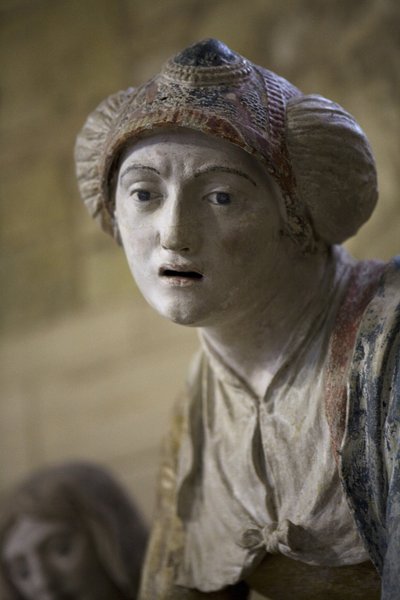 Sainte femme en bonnet (pierre peinte) - Ligier Richier