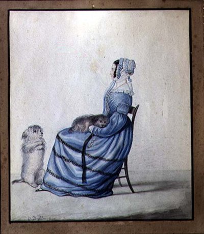 Portrait de Marianne Cartwright avec ses chiens de compagnie - Lili Cartwright