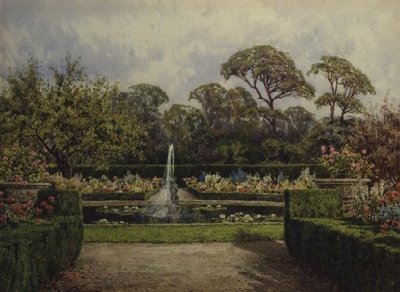 Le jardin du bassin aux nénuphars avec un bassin circulaire et une fontaine de chérubin - Lilian Stannard