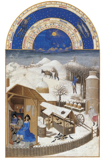 Février Les Très Riches Heures du duc de Berry, 1412-1416 - Limbourg Brothers