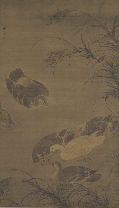 Oies nageant, dynastie Ming, XVe siècle - Lin Liang