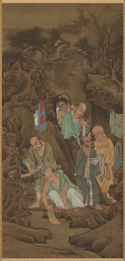 Luohan faisant la lessive, 1178 - Lin Tinggui