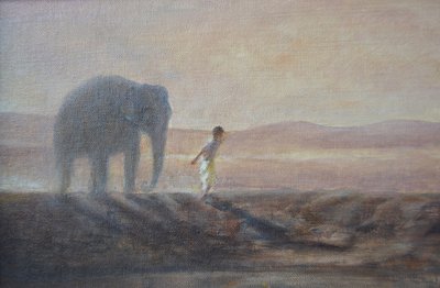 Garçon et éléphant - Lincoln Seligman