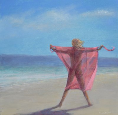 Sari rose sur la plage - Lincoln Seligman