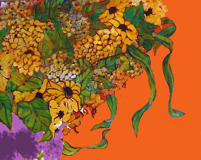 Fleurs dans mon vase, 2014 (mixte, acrylique, encre, huile) - linda arthurs
