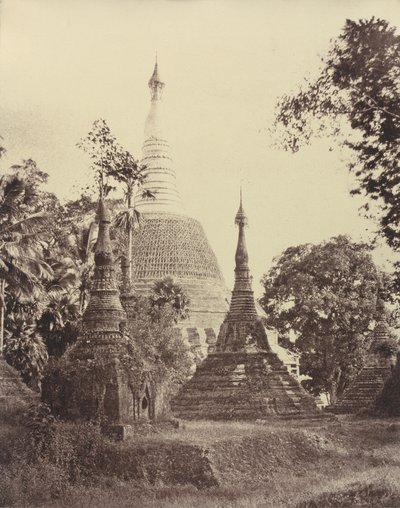 Rangoon : Vue rapprochée de la pagode Shwe Dagon, novembre 1855 (photo) - Linnaeus Tripe