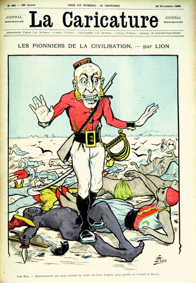 Pionniers de la civilisation, John Bull apportant la paix et la civilisation au monde, couverture du magazine 