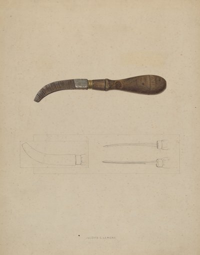 Fichier de cheville en bois, vers 1937 - Lloyd Charles Lemcke