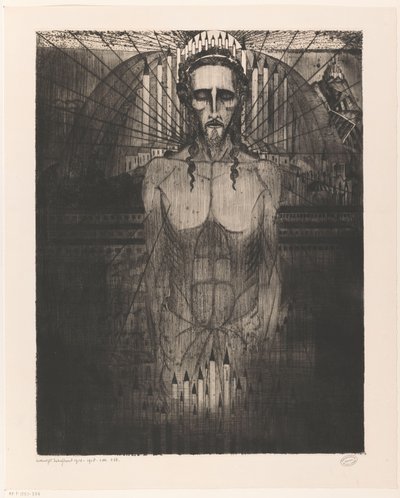 Le Christ parmi les cathédrales - Lodewijk Schelfhout (signed by artist)