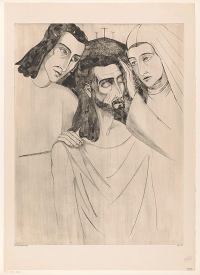 Christ entre Jean-Baptiste et Marie - Lodewijk Schelfhout (signed by artist)