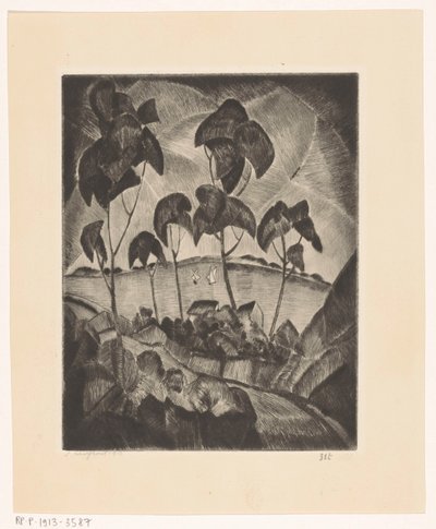 Lac dans un paysage vallonné - Lodewijk Schelfhout (signed by artist)