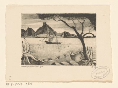 Voilier dans une baie - Lodewijk Schelfhout (signed by artist)