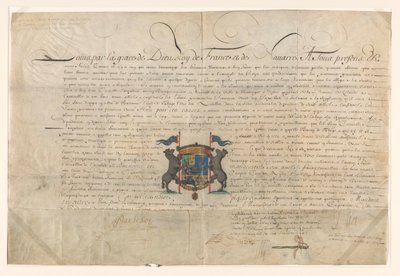 Diplôme élevant Cornelis Lampsins au rang de baron de Tobago et chevalier de l