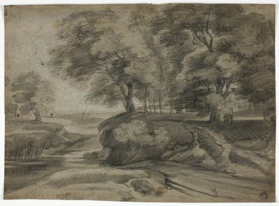 Paysage fluvial avec rives boisées - Lodewijk de Vadder