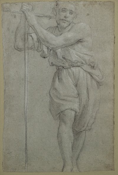 Un homme appuyé sur une croix en bois - Lodovico (attr. to) Carracci