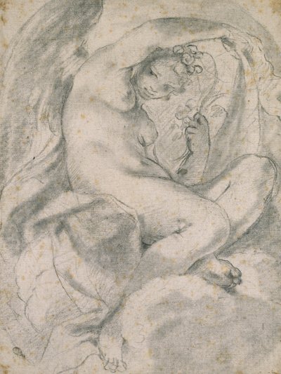 Une nymphe (Flora) parmi les nuages - Lodovico Carracci