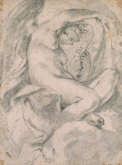 Une nymphe possiblement Flora parmi les nuages - Lodovico Carracci