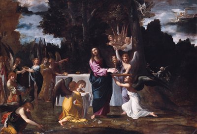 Christ dans le désert, servi par des anges - Lodovico Carracci