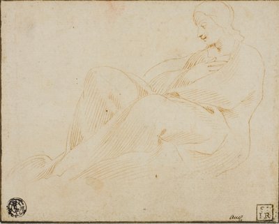Femme drapée assise de profil - Lodovico Carracci