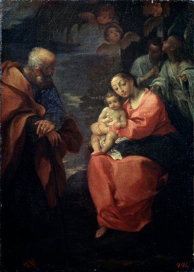 La Sainte Famille sous un palmier, Repos pendant la fuite en Égypte, fin du 16ème siècle - Lodovico Carracci