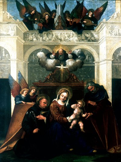 Sainte Famille avec Saint Nicolas de Tolentino, 1515-1530 - Lodovico Mazzolini