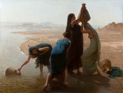 Français :  Femmes fellahs au bord du Nil
Hébreu : נשים שואבות מים על שפת הנילוס - Léon Belly