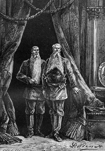 Dessin de Léon Benett, du livre de Jules Verne « Les 500 millions de la Bégum » - édition Hetzel/Voyages Extraordinaires 1879. Apparition d