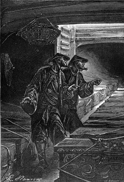 Dessin de Léon Benett, du livre de Jules Verne « Les Tribulations d
