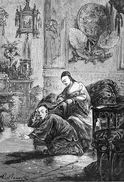 Dessin de Léon Benett, du livre de Jules Verne « Les Tribulations d