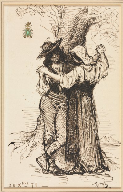 Couple courtisant près d