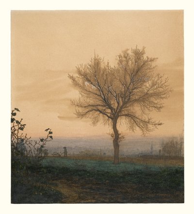 Paysage avec un arbre dénudé et un laboureur - Léon Bonvin