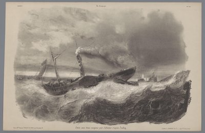 Bateau à vapeur à aubes dans la tempête - Léon Jean Baptiste Sabatier