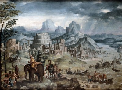 Bataille du lac Trasimène (huile sur toile) - Léonard Thiry