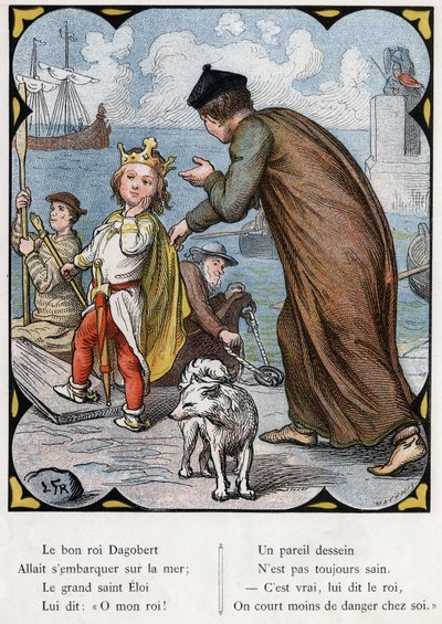 Illustration de Lorenz Frolich (1820-1908) pour la chanson populaire "Le Bon Roi Dagobert". Édition J. Hetzel. Vers 1880. - Lorens Frolich
