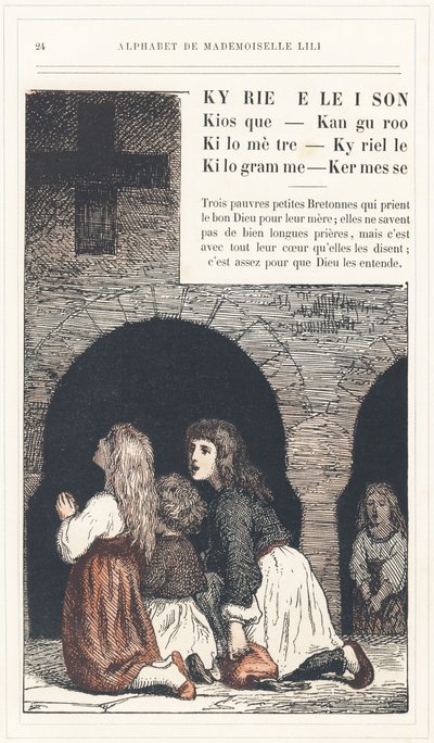 Kyrie Eleison, Kiosque, Kangourou, Kilomètre, Kyrielle, Kilogramme, Kermesse, page 24 - Alphabet par Mademoiselle Lili, par L. Froelich et par un père (Hetzel lui-même). Bibliothèque & Magasin d