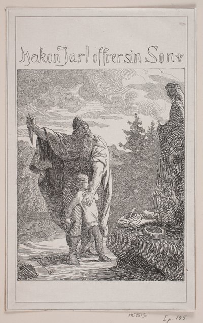 Hakon Jarl sacrifie son fils - Lorenz Frølich