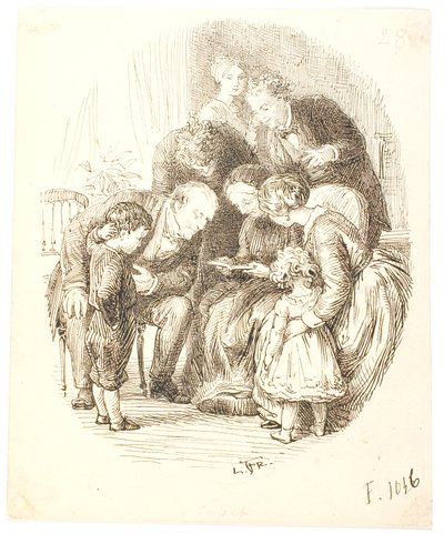 Lecture à haute voix. Groupe familial - Lorenz Frølich