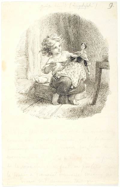 Petite fille donnant des médicaments à sa poupée - Lorenz Frølich
