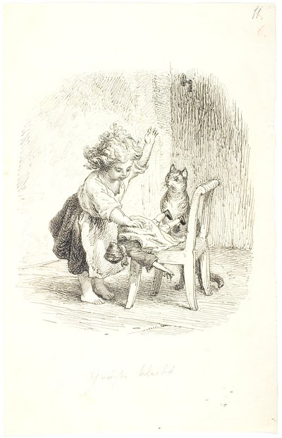 Petite fille donnant une fessée à sa poupée - Lorenz Frølich